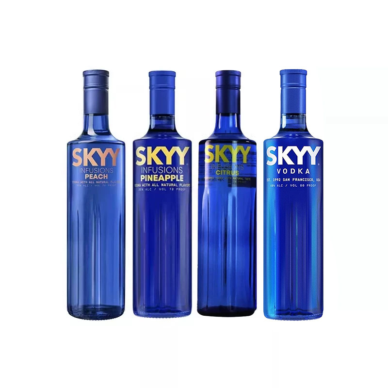 深蓝SKYYvodka蓝天伏特加750*4原味蜜桃菠萝柑橘水果组合进口烈酒