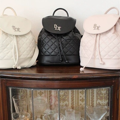 韩国threetimes包羊皮小香风菱格THT双肩包大容量高级感包女包