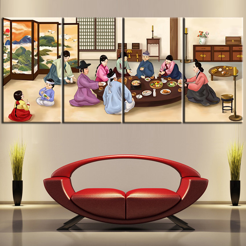 韩国料理店装饰画韩式烤肉餐厅饭店挂画朝鲜民俗人物墙壁画无框画