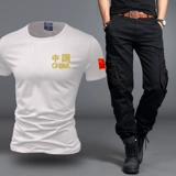 Футболка с коротким рукавом, летний тактический комплект для отдыха, большой размер