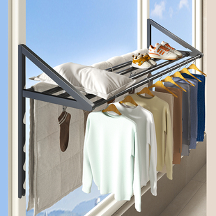 隐形折叠晾衣架阳台壁挂墙上室内晾衣绳伸缩晾衣晒衣服神器挂衣架