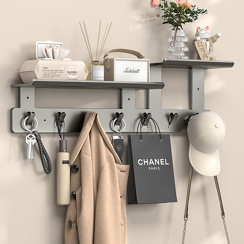 创意玄关挂衣架墙上壁挂入户衣帽挂钩子免打孔包包衣服排钩置物架