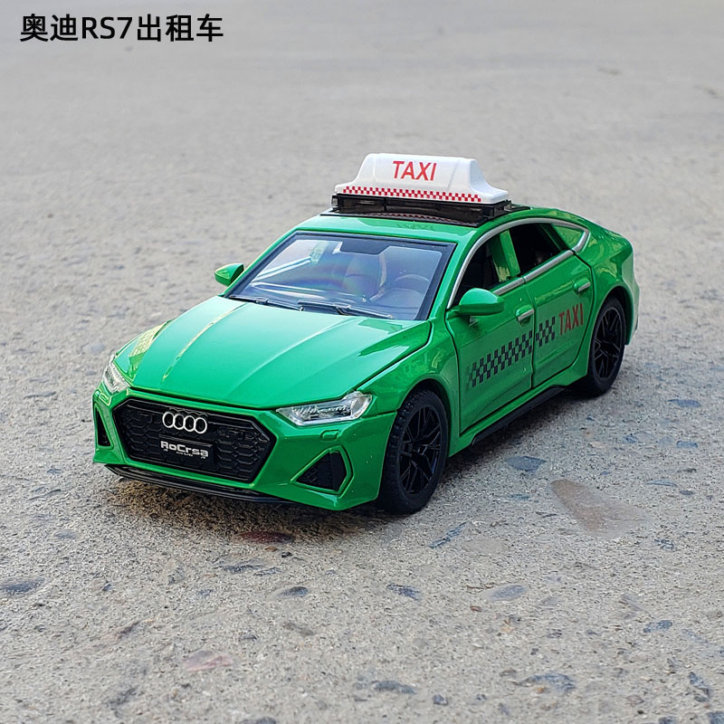 1:32奥迪出租车汽车模型taxi的士仿真金属玩具车摆件声光回力开门