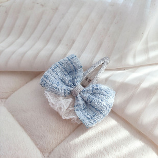 韩系小香风冰雪蓝色儿童蝴蝶结女童可爱公主发饰头饰小女孩发卡