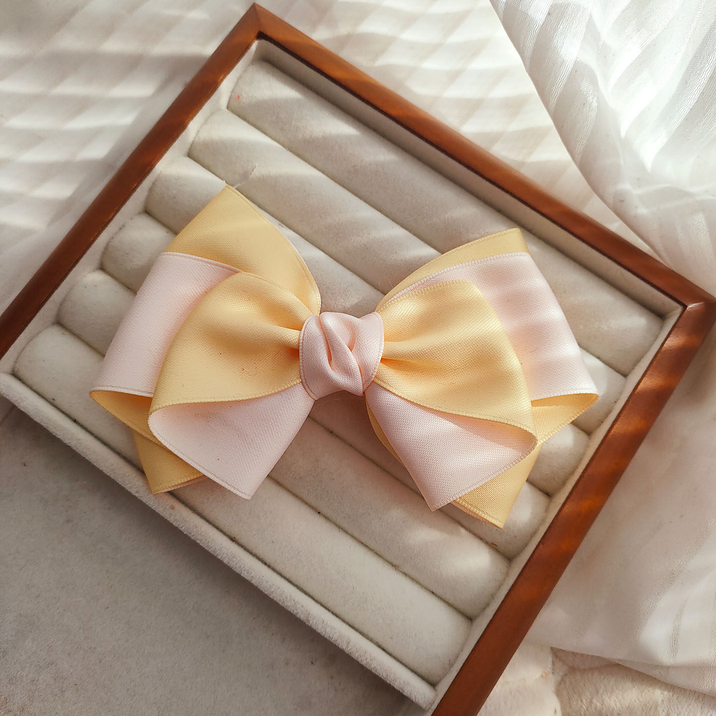 兰英手作撞色蝴蝶结发夹顶夹韩国女童亲子手工发饰小女孩头饰边夹