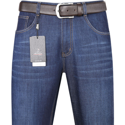 啄木鸟厚款宽松直筒中老年牛仔裤