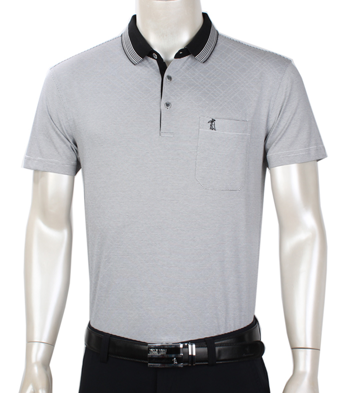 啄木鸟男装 夏季中年短袖衫 男士翻领休闲口袋t恤免烫处理红色