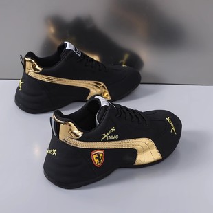 真皮男女鞋2025春秋冬季加绒增高休闲运动老爹鞋时尚百搭透气男鞋