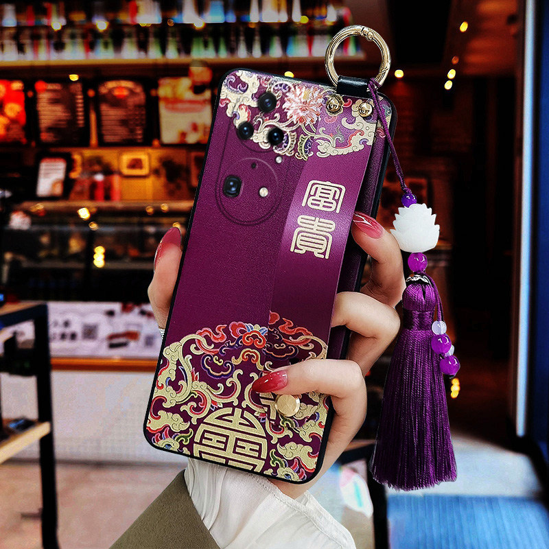 适用华为Pura70手机壳民族风p70pro/P60腕带可支架P50磨砂软P40斜跨P30新款畅享80/畅享70/Hi畅享80Pro麦芒30