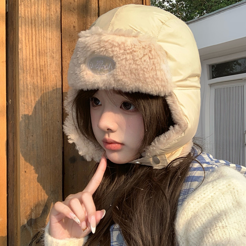 毛绒雷锋帽女秋冬季韩版显脸小加厚保暖防风防寒骑行护耳飞行帽子