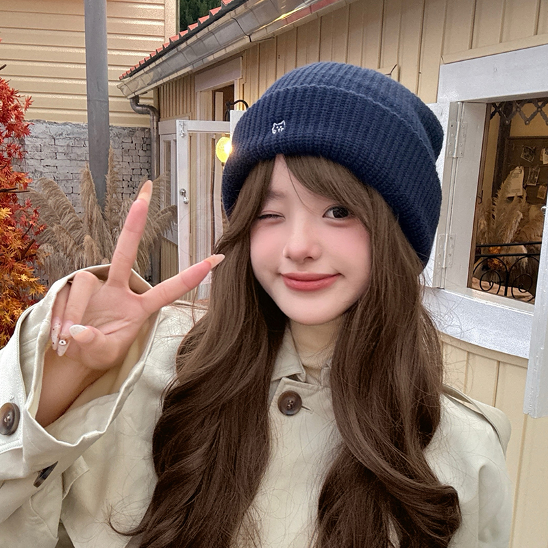 针织帽子女秋冬百搭显脸小毛线帽保暖防风加厚冷帽防寒套头帽子潮