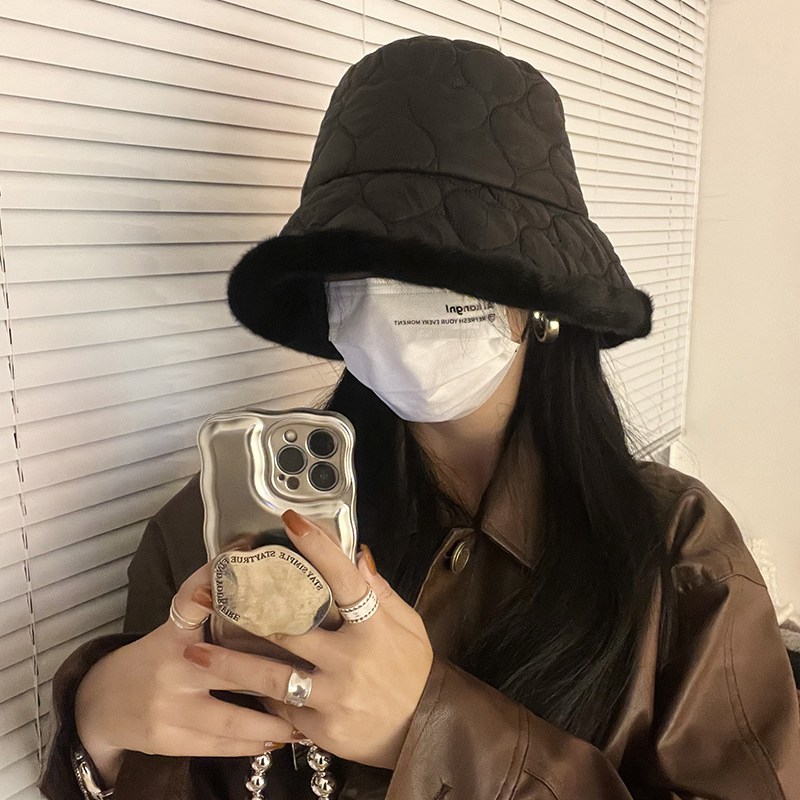 艾佳微加绒渔夫帽女秋冬季显脸小