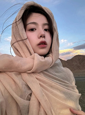 新款复古纯色围巾女春秋款大西北
