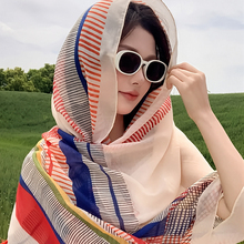 新款民族风盘扣披肩女夏季薄款防晒纱巾旅游拍照外搭披风时尚丝巾