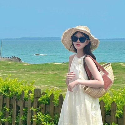 草帽女ins风大檐系带蕾丝边防晒