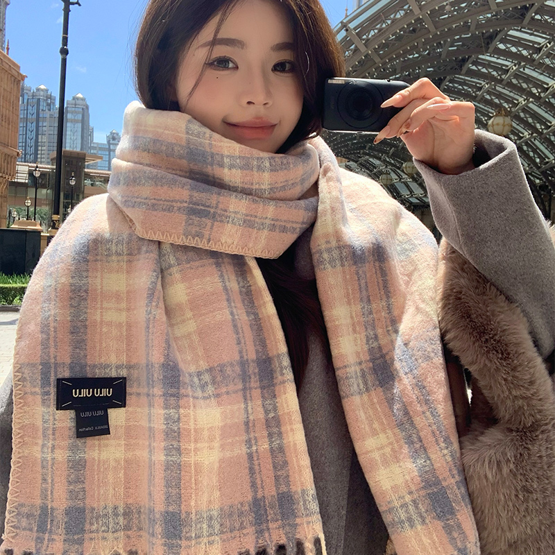 2025新款格子围巾女秋冬季韩系加厚英伦风披肩高级感氛围保暖围脖