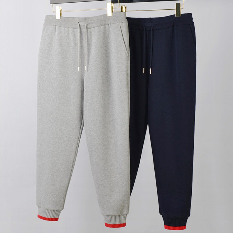 秋冬季tb卫裤休闲针织长裤子男修身小脚加厚纯棉运动裤女情侣装潮