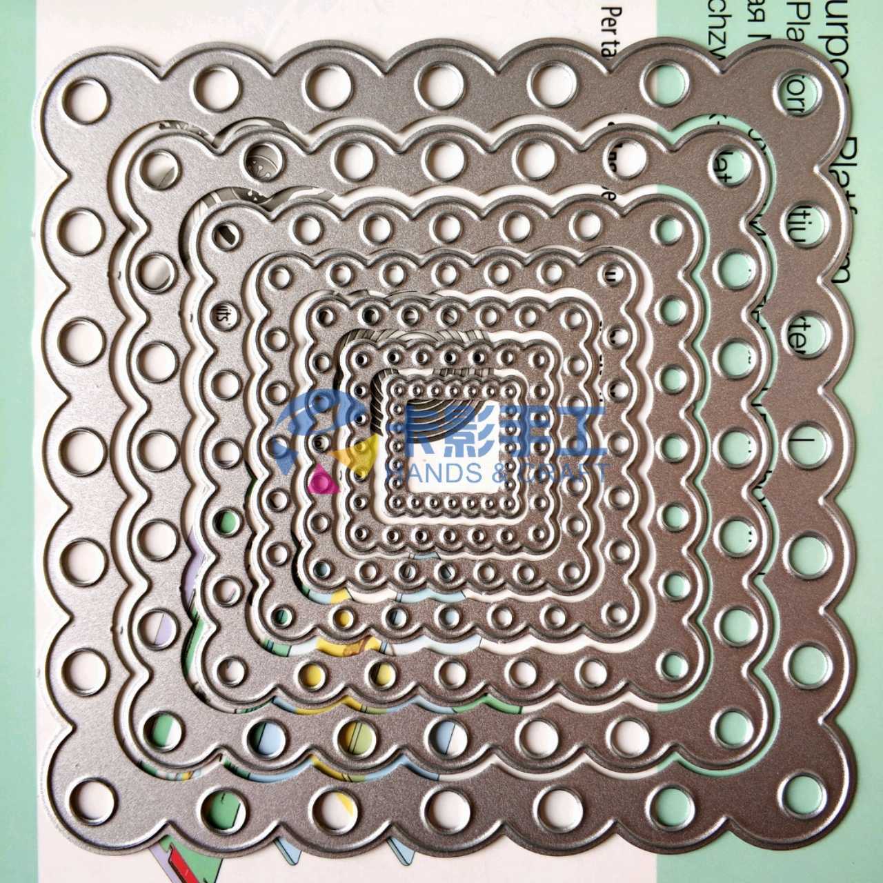 scrapbook DIY相册手账薄板模具 圆圈波浪边框 BK028 卡影定制