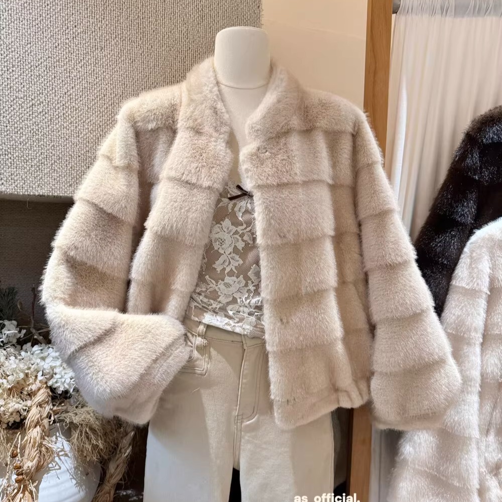 轻奢毛茸茸环保皮草外套女短款