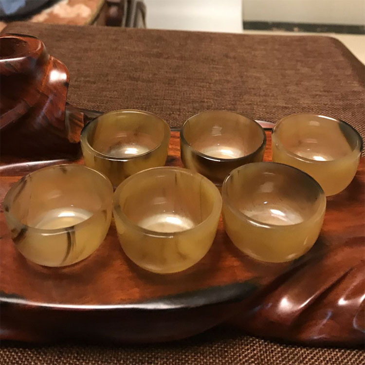 黄牛角杯酒杯茶杯耐摔牛角制品刮痧用具东南亚牛角工艺品