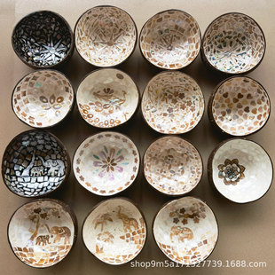 越南玄关钥匙收纳盘椰壳碗贝壳椰子碗居家装 饰收纳碗