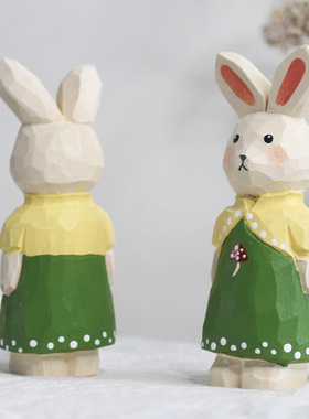 木质工艺品可爱小兔子创意个性动