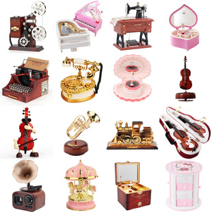 钢琴音乐盒创意复古留声机桌面摆件仿真模型缝纫机家具氛围酒柜礼