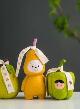 木质摆件椴木木雕桌面装饰水果
