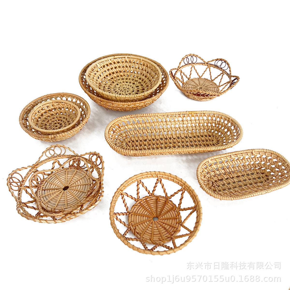 越南藤编手工制作收纳篮水果糖饼
