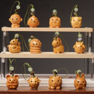 黄金檀新版 十二生肖手机挂件木质品包包挂饰钥匙链圈纪念品伴手礼