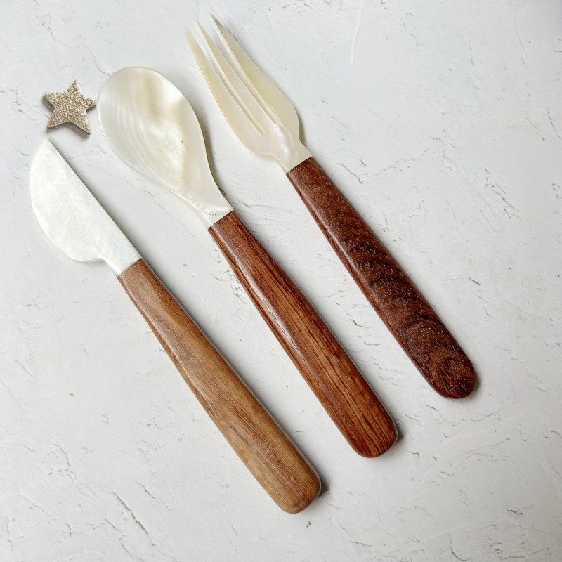 天然贝壳勺子创意餐具沙拉甜品木