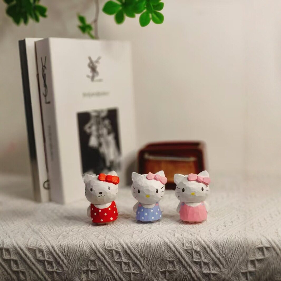 木制工艺品可爱猫蝴蝶结挂件手