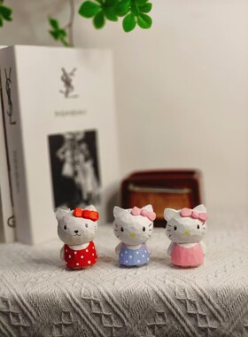 木制工艺品可爱猫蝴蝶结挂件手