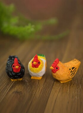 木制公鸡母鸡摆件创意家居装饰品