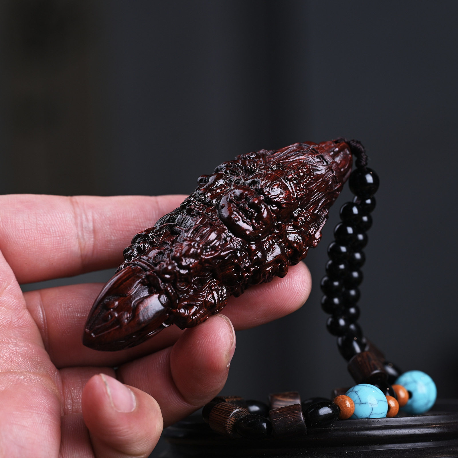 崖柏金刚杵四面佛六字真言木雕文玩手把件雷击木佛珠diy吊坠挂件