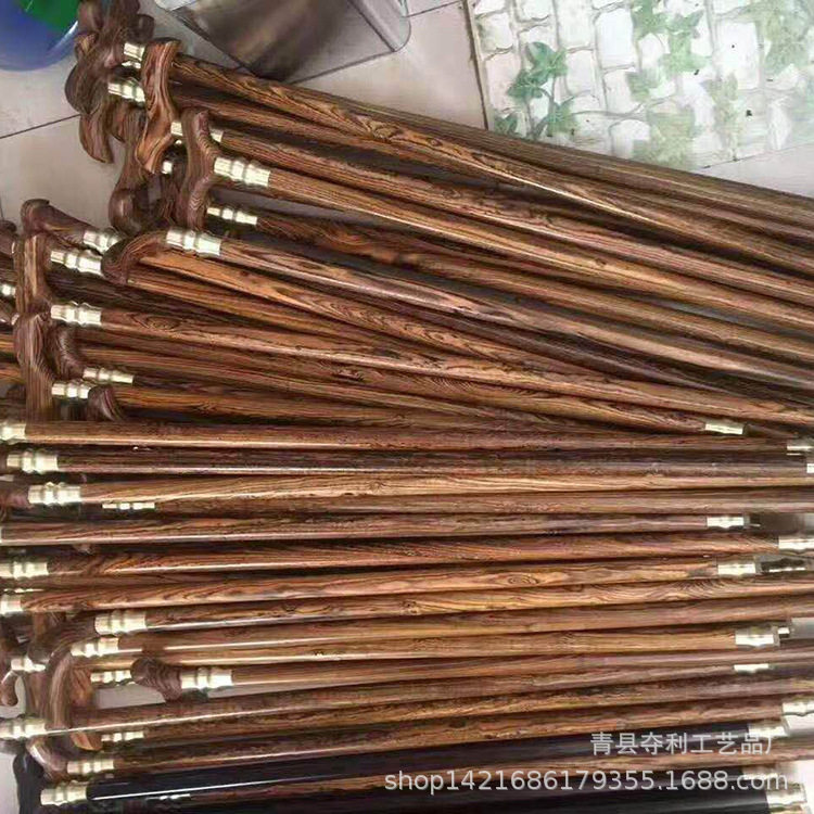黄金檀木拐杖三节可拆卸手杖便携