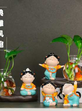 中式唐仕女水培花瓶绿萝水养小花