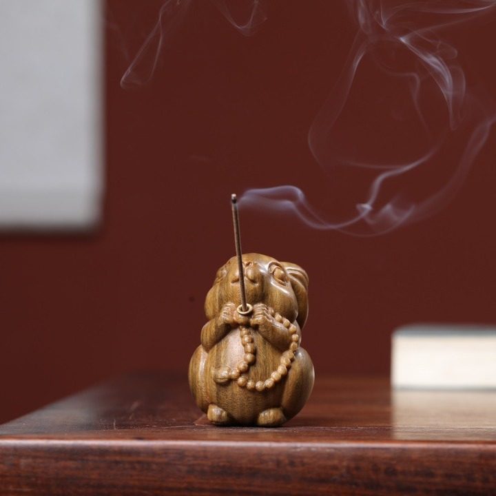 绿檀祈福兔线香香插手把件芭比檀