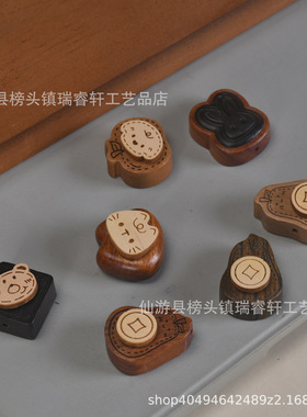 檀木雕刻转转猫好运猫转转锅铲可