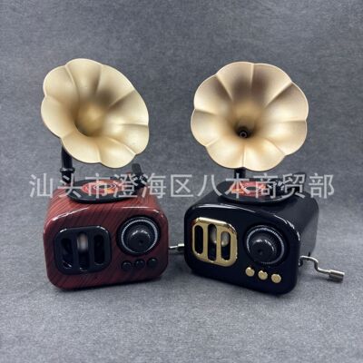 复古留声机八音盒创意仿真手摇留