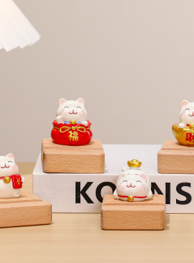 卡通招财猫桌面手机支架日常送礼节日伴手礼工位小摆件平板手机架