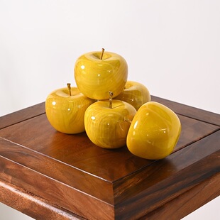 金丝苹果摆件圣诞平安夜礼物楠木家居客厅实木工艺品摆件装 饰品