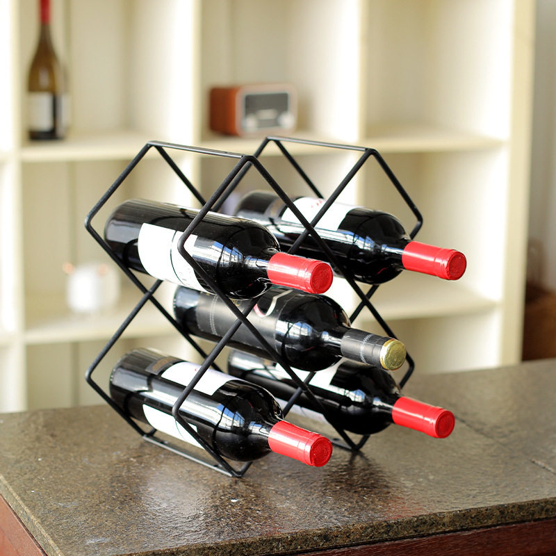北欧黑色铁艺八孔多层酒架铁艺创意蜂巢红酒架客厅酒吧酒柜收纳架