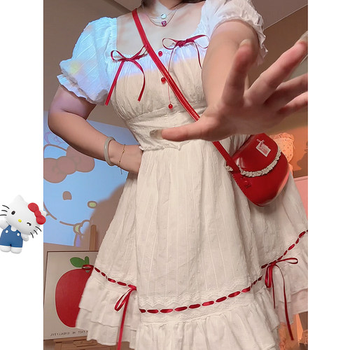「妙妙家北岛樱落」大码胖mm甜妹蝴蝶结背后打揽连衣裙小个子显瘦