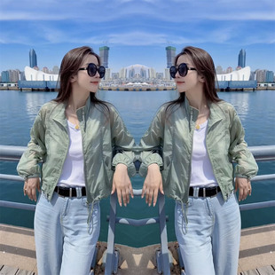 夏季新款闺蜜出游立领抽绳户外轻薄透气百搭短款防晒外套女防晒服