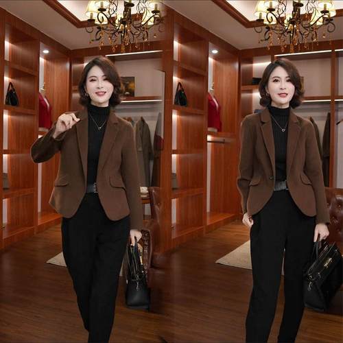 短款气质宽松双面羊毛外套时尚