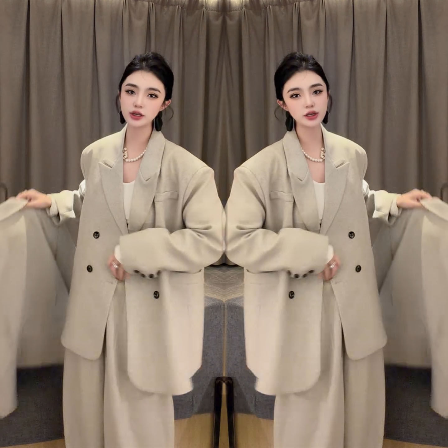 高级感宽松西装外套阔腿裤两件套女秋冬高级感显瘦时尚套装女潮,女装/女士精品,时尚套装,淘宝优惠券,粉丝福利购,淘宝优惠卷