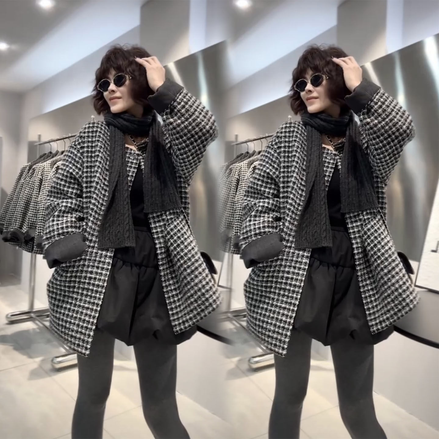 2025冬季新款小香风格纹棉服女百搭时尚高级感中长款宽松通勤外套,女装/女士精品,短外套,淘宝优惠券,粉丝福利购,淘宝优惠卷