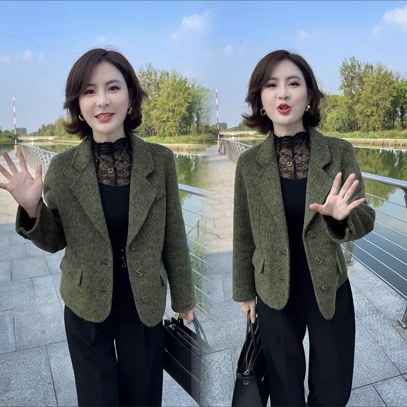 春秋新款毛呢小西装外套女