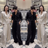 2025秋冬季 气质两件套 女百搭显瘦上衣阔腿裤 新款 慵懒风高级感套装